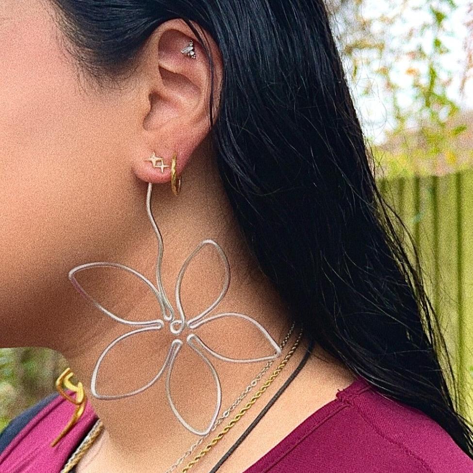 Five petal flower earrings